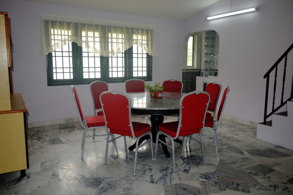 Dining area with toilet